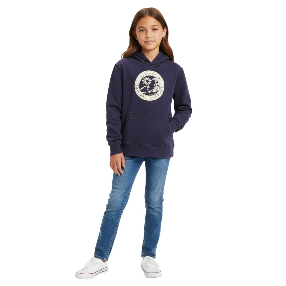 QUICKSILVER "San Diego Junior Lifeguard" Pullover Hoodie Girls L/14 Dark Blue